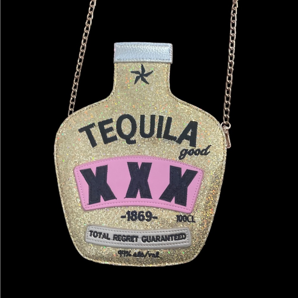 ‘TEQUILA GOOD’ Gold Glitter Bag- So Fun & awesome!
